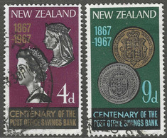 New Zealand. 1967 Centenary Of NZ Post Office Savings Bank. Used Complete Set. SG 843-844 - Usados