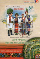 ROMANIA : JOINT ISSUE WITH POLAND, TYPIC COSTUMES 1 Used Souvenir Block  - Registered Shipping! Envoi Enregistre! - Used Stamps