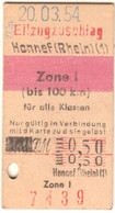 Deutschland 1954 Honnef Rhein Edmondson Eilzugzuschlag- Fahrkarte Boleto Biglietto Ticket Billet - Europe