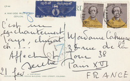 Ceylan Affranchissement Sur Belle Carte Postale Pour Paris France - Sri Lanka (Ceylan) (1948-...)