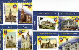 ROMANIA : TOWN ARAD 4 Used Stamps + Vignettes  - Registered Shipping! Envoi Enregistre! - Gebruikt