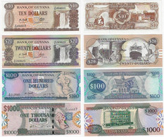 Banknote Guyana 10 20 100 And 1,000 Dollars Pick-23f 27 28 And 35 1989 / 2000 UNC (US$ 24.5) - Guyana