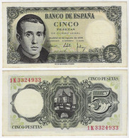 Banknote Spain 5 Pesetas 1951 Pick-140 UNC with Yellowish Edges (US$ 20) - 5 Pesetas