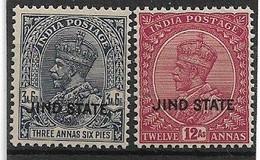 INDIA - JHIND 1927 - 1937 3a 6p And 12a SG 93W And SG 97 UNMOUNTED MINT - Jhind