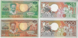Banknote Suriname 25 And 500 Gulden 1988 Pick-132b And 135b UNC (US$ 16) - Suriname