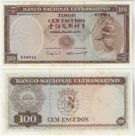Banknote Timor Portuguese Administration 100 Escudos 1963 Pick-28 UNC with Yellowish Spots (US$ 15) - Timor