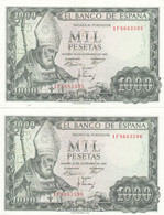 CRBS0246 PAREJA BILLETE ESPAÑA 1000 PESETAS 1965 SC CON DOBLEZ CENTRAL 50 - Andere & Zonder Classificatie