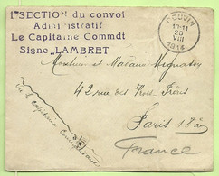 Brief Stempel COUVIN Op 20/8/1914 (Offensief W.O.I) +stempel 1 SECTION Du Convoi Administatif Le Cap. Com. LAMBERT (3647 - Niet-bezet Gebied