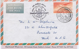 Ireland Donegal Transatlantic Airmail 1958 Cover Ballyshannon To Michigan Cachet Of Aerlinte Eireann SHANNON-NEW YORK - Airmail