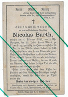 Souvenir N.Barth Altenberg ( Moresnet Plombières) Dcd 1885 - Todesanzeige