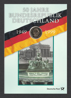 GERMANY 1999 50th Anniversary Of Federal Republic Of Germany: Numismatic Card CANCELLED - Gedenkmünzen