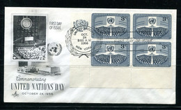 United Nations 1956 First Day Covers New York Block Of 4 11304 - Storia Postale