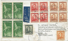 NZ - SWITZERLAND Multifranked 1948 Airmail Cover Deficient 40 Centimes - Lettres & Documents