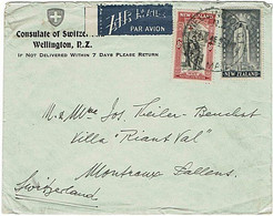 NZ - SWITZERLAND PEACE ISSUE 1948 Airmail Consulate Cover - Cartas & Documentos