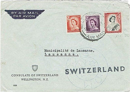 NZ - SWITZERLAND QEII 1954 Airmail Consulate Cover - Cartas & Documentos