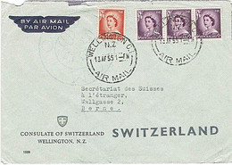 NZ - SWITZERLAND QEII 1955 Airmail Consulate Cover - Storia Postale