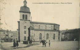 CPA FRANCE 42 "Le Chambon, La Place De L'Eglise " - Le Chambon Feugerolles