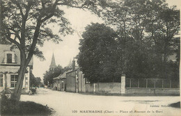 / CPA FRANCE 18 "Maramagne, Place Et Avenue De La Gare" - Massay