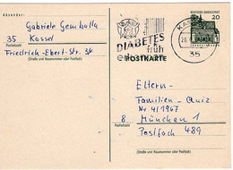 49291 - Bund - 1967 - 20Pfg. Kleine Bauten GA-Kte. M. Masch.Stpl. KASSEL - DIABETES FRUEH ERKENNEN -> Muenchen - Ziekte