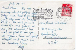 49310 - Bund - 1951 - Bizone 20Pfg. A. AnsKte. GARMISCH-... - OLYMPIAORT ... -> USA - Invierno 1936: Garmisch-Partenkirchen