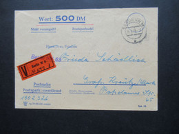 DDR 1958 Wert 500 DM V Zettel Berlin W8 Postsparbuch! Postsache Tagesstempel Berlin NW 63 - Cartas