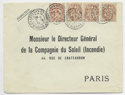 FRANCE BLANC 4CX3+3C LETTRE CHATENAY 3.9.1911 NIEVRE - 1900-29 Blanc