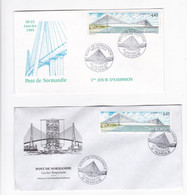2 FDC Lettre Illustrée Premier Jour Le Havre 20/01/1995  Pont De Normandie - 1990-1999