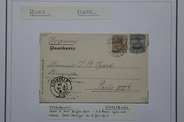 ¤6 ALSACE LORRAINE BELLE CARTE LETTRE   1904  STRASBOURG  C. ARRIVEE ETRANGER PARIS  + C. CENSURE+ +AFFRANCH. PLAISANT - Other & Unclassified