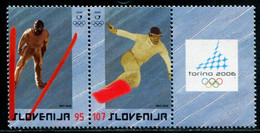 AT5337 Slovenia 2006 Torino Winter Olympics Ski 2V With Ticket MNH - Winter 2006: Torino