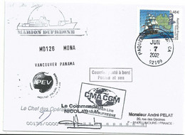 YT 3476 Navigateurs Flinders Baudin - Posté à Bord Du MD - Paquebot - Escale à San Diego - 07/06/2002 - Brieven En Documenten