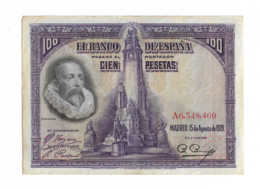 ESPAGNE 100 PESETAS CERVANTES 1928 - 100 Pesetas