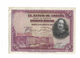 ESPAGNE 50 PESETAS 1928 VELAZQUEZ - 50 Pesetas