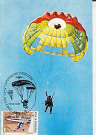 SPORTS, PARACHUTTING, PLANE, MAIL, CM, MAXICARD, CARTES MAXIMUM, 1987, ROMANIA - Paracaidismo