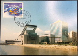 MACAU 1999 CULTURAL CENTRE MAX CARD (FIRST DAY WORK OF THE POST OFFICE IN THIS CENTRE) - Cartoline Maximum