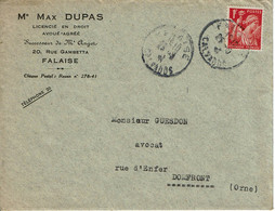 1941 - Enveloppe à Entête De Me DUPAS - AVOUE AGREE à Falaise (Calvados) - Autres & Non Classés