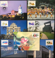 MACAU - 1999 COMMEMORATING OF THE ESTABLISHMENT OF MACAU MAX CARDS SET OF 7 - Maximum Cards