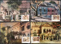 MACAU - 1989 MUSEUM PAINTINGS - WATERCOLORS  MAX CARDS SET OF 4, TONING ON BACK - Cartes-maximum