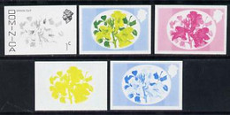 Dominica 1975-78 African Tulip 1c Set Of 5 Imperf Progressive Colour Proofs Comprising The 4 Basic Colours Plus 2-colour - Dominica (1978-...)