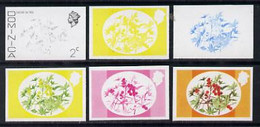 Dominica 1975-78 Castor Oil Tree 2c Set Of 6 Imperf Progressive Colour Proofs Comprising The 4 Basic Colours Plus Compos - Dominica (1978-...)