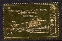 Dominica 1978 History Of Aviation (Clipper Flying Boat) $16 Embossed On 23k Gold Foil U/M - Dominica (1978-...)