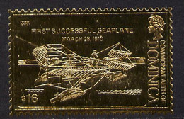 Dominica 1978 History Of Aviation (First Seaplane) $16 Embossed On 23k Gold Foil U/M - Dominica (1978-...)