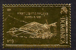 Dominica 1978 History Of Aviation (Santos-Dumont's Dragonfly) $16 Embossed On 23k Gold Foil U/M - Dominica (1978-...)