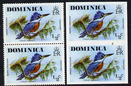 Dominica 1978 Ringed Kingfisher 1/2c In Imperf Pair Plus Normal Pair U/M, SG 523var - Dominica (1978-...)