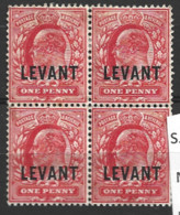 British  Levant   1905  SG L2 1d  Mounted Mint Block Of Four - Brits-Levant