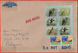 CANADA - 2002 - 6 X Birds + 2 X Montreal '76 - Medium Envelope - Viaggiata Da Edmonton Per Uccle, Belgium - Briefe U. Dokumente