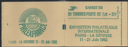 France Yvert 2219-C1 ** Liberté De Gandon Carnet Conf 8 Gomme Mate Philexfrance 1982 - Carnets