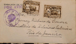 O) 1937 PERU, DIPLOMATIC CORRESPONDENCE, EMBASSY OF CHILE, RAM AT MODEL FARM, CIRCULATED TO RIO DE JANEIRO, XF - Peru