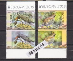 2019 Europa – Protected Birds 2v- Used (O) (set With Vignetes ) Bulgaria / Bulgarie - Used Stamps