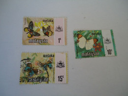 MALACCA   MALAYSIA USED STAMPS BUTTERFLIES - Malacca