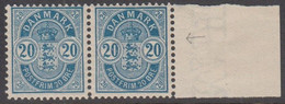 1902. DANMARK. Coat-of Arms. Large Corner Figures. 20 Øre Blue. Perf. 12 3/4. Beautif... (Michel 36B) - JF424250 - Neufs